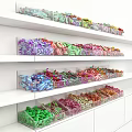 Colorful Candy Display Shelf with Transparent Containers and Multi Layer Design 3d model