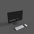 Modern Desktop Computer Monitor With Keyboard And Mouse On Gray Desk