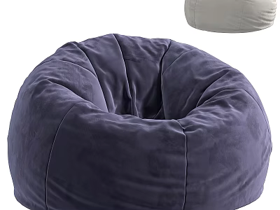 Soft Comfortable Dark Blue Light Gray Velvet Bean Bag Sofa Stool For Living Room 3d model