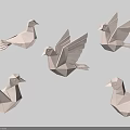 Landscape Sculptures Origami Dove Shaped With Geometric Design Light Color