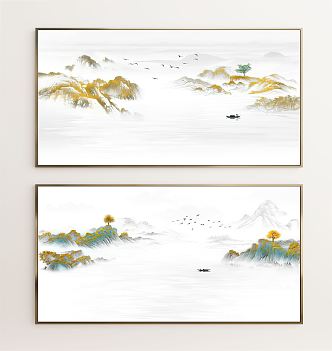 New Chinese Landscape Painting Landscape Decorative Painting 3d model