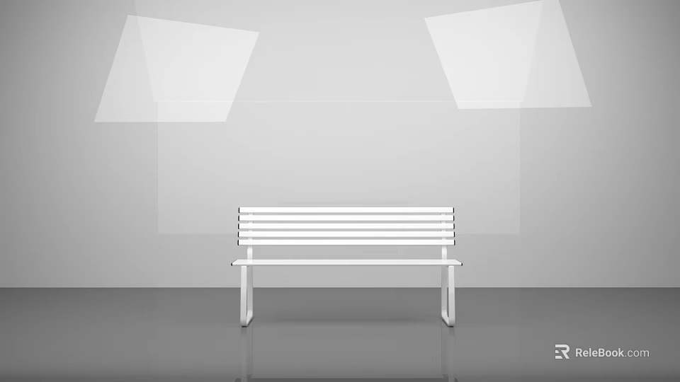 Modern White Outdoor Bench Featuring Slatted Seat And Back Design 3d model 
