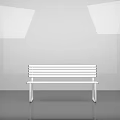 Modern White Outdoor Bench Featuring Slatted Seat And Back Design 3d model