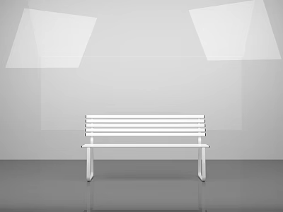 Modern White Outdoor Bench Featuring Slatted Seat And Back Design 3d model
