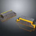 Gray Concrete Construction Components With Yellow Edge Detailing For Projects 3d model