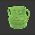 Artistic Intricately Carved Traditional Pottery Jar With Two Handles And Detailed Geometric Decorations