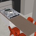 Modern Island Dining Table and Chair 3d model