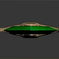 Elegant Green Bladed Sword with Golden Hilt and Shiny Metallic Base
