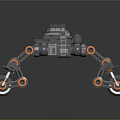 Advanced Space Exploration Robotic Rover with Multi Legged Design and Orange Accents 3d model