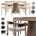 Modern Wooden Dining Table And Chairs Set With Upholstered Seats And Color Options