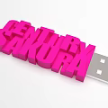 Pink 3D Century Sakura Text Design With USB Connector Element