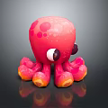 Cute Pink Octopus Cartoon Character With Big Eyes And Orange Gradient Tentacles Plush Toy