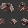 Architectural Small House Models with Purple Roofs Green Windows Spires and Towers