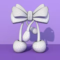 3D Blue Bow with Red Cherries on Purple Background Photo Spot