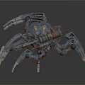 Mechanical Spider Robot With Metallic Claws Yellow Accents And Flame Effects 3d model