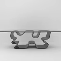 Modern Glass Top Coffee Table With Unique Black Abstract Base Design 3d model