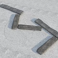 Traditional Zen Garden Design With Long Gray Stones And Wooden Accents On Textured Ground