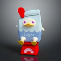 Blue And White Cartoon Chicken Milk Beverage With Sugar Label On Red Scale