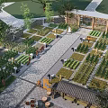 Traditional Garden Landscape With Neatly Arranged Plant Beds Stone Pathways And Wooden Pergola