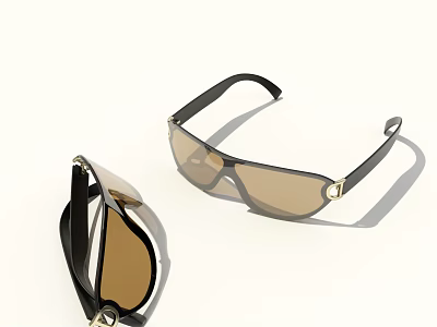 Jewelry Inspired Sunglasses With Black Frames Brown Lenses And Metallic Accents 3d model