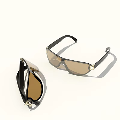 Jewelry Inspired Sunglasses With Black Frames Brown Lenses And Metallic Accents 3d model