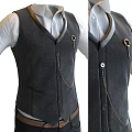 Men's Formal Vest Outfit With White Shirt Black Pants And Belt Front Back View