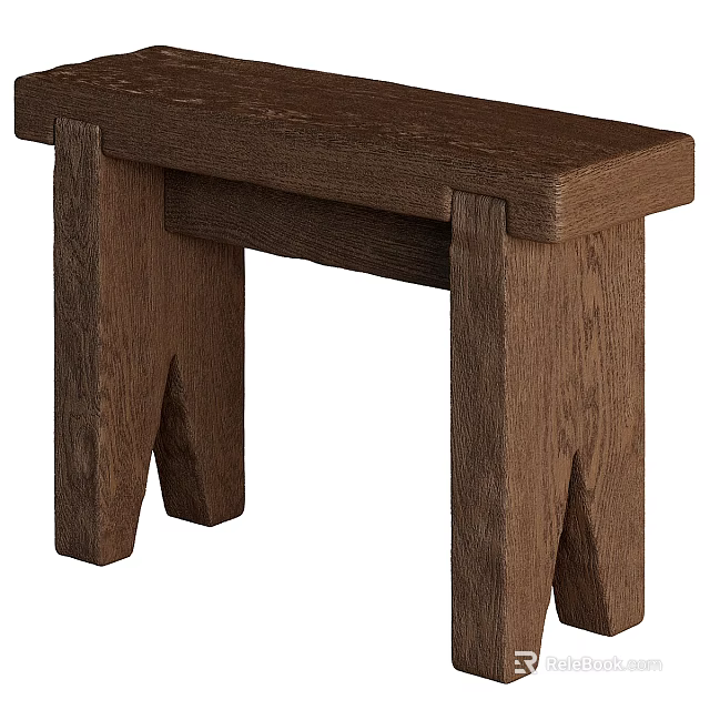 Rustic Wooden Stool With Natural Wood Grain And Sturdy Leg Structure Design 3d model 