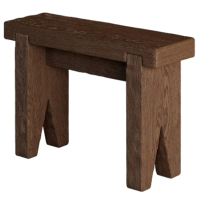 Rustic Wooden Stool With Natural Wood Grain And Sturdy Leg Structure Design 3d model