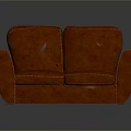 Orange Leather Two Seater Sofa With Modern Design And Stitching Details