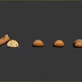 Display of Fresh Baguette Bread with Golden Crust Striped Texture Bitten Piece and Scattered Crumbs