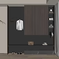 Modern Wooden Shoe Cabinet With Hanging Hooks Storage Shelves And Indoor Plant