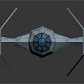 Futuristic Spacecraft With Geometric Wings And Blue Core Module Design