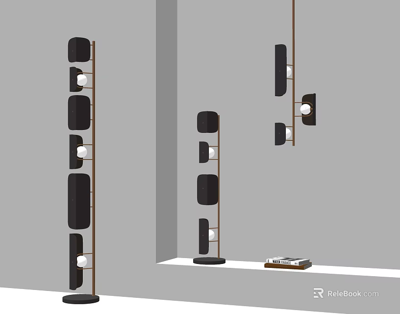 Modern Interior Lighting Combination With Floor Lamps Pendant Lights And Black White Design Elements 3d model