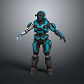 Sci Fi Mech Warrior With Blue Black Armor Full Body 3D Model Standing Pose 3d model