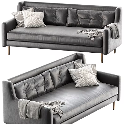 Modern Multiplayer Sofa Black Leather Sofa 3d model Modern Multiplayer Sofa Black Leather Sofa 3d model