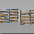 Blue And Gray Medium Duty Storage Shelves Filled With Cardboard Boxes In Warehouse