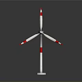 Heavy Duty Industrial Wind Turbine With Three Red White Striped Blades And White Tower Structure