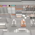 Modern Retail Store Interior Design With Display Shelves Product Stands And Bright Lighting 3d model