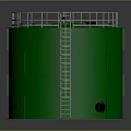 Green Cylindrical Industrial Storage Tank With Side Ladder And Top Railing