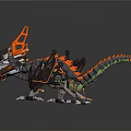 Lego Style Mechanical Dragon Figure With Orange Black Parts And Mechanical Structure