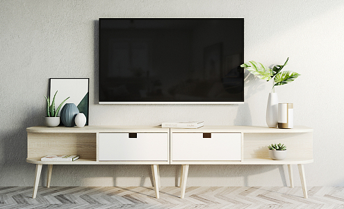 Nordic TV Cabinet TV Cabinet Decoration Combination 3d model