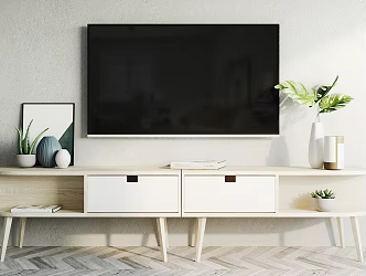 Nordic TV Cabinet TV Cabinet Decoration Combination 3d model