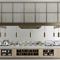 Modern Open Kitchen Interior Design With Island Counter Appliances And Dinnerware 3d model