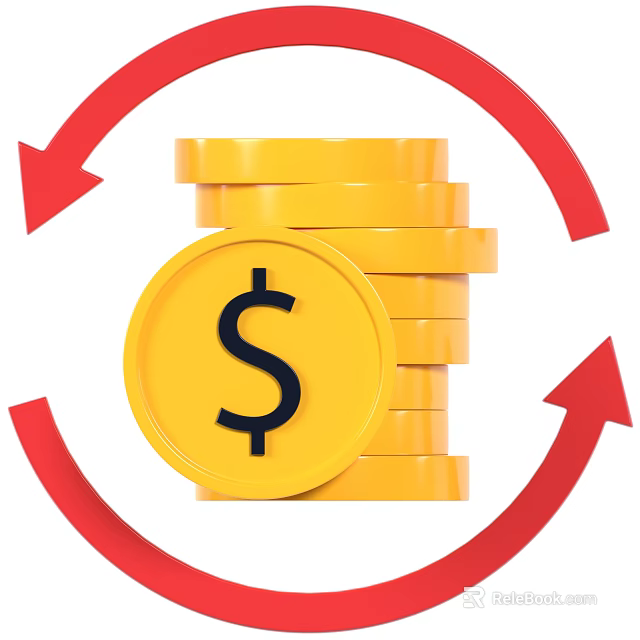 Decorative Ornament Set Featuring Coins with Dollar Sign And Red Circular Arrows 3d model 
