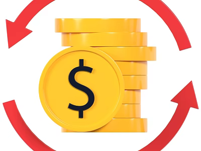Decorative Ornament Set Featuring Coins with Dollar Sign And Red Circular Arrows 3d model