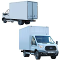 White Ford Commercial Box Truck Front And Rear View Transport Vehicle