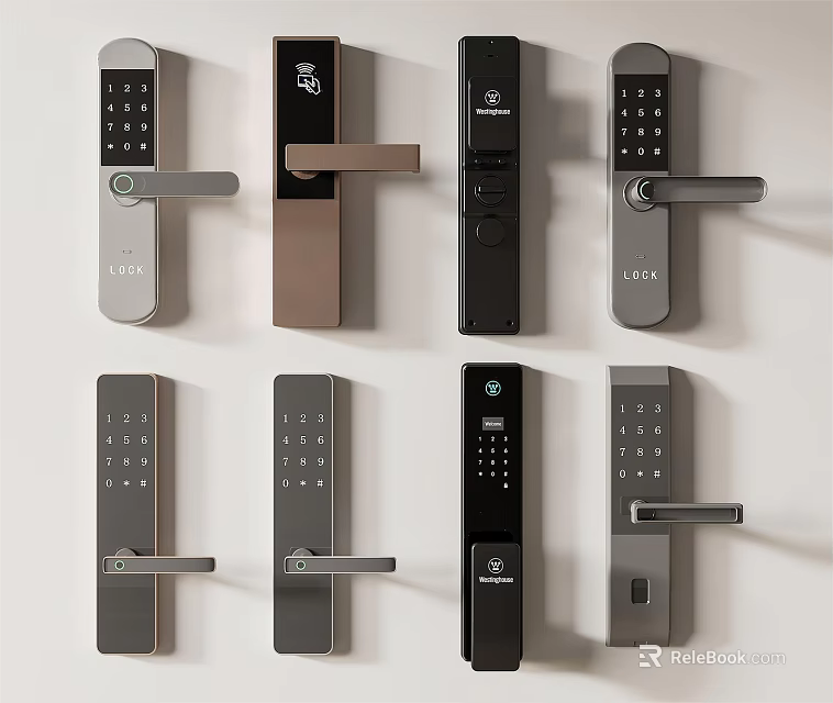 Smart Lock Door Handles with Various Designs and Multiple Color Options for Modern Homes 3d model 