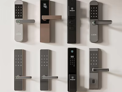 Smart Lock Door Handles with Various Designs and Multiple Color Options for Modern Homes 3d model