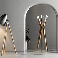 Modern Floor Lamps Black Shade And Multi Light Golden Stand In Arched Doorway Gray Wall