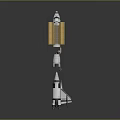 Detailed Space Rocket Model With White Orange Boosters And Payload Section 3d model
